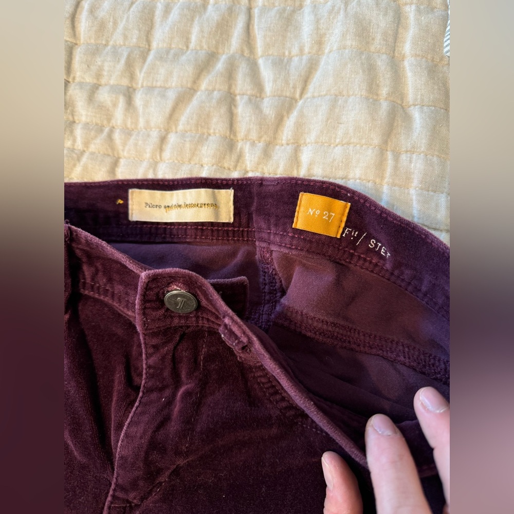 Anthropologie Pilcro Velvet skinny Stet pants in Maroon - Picture 4 of 6